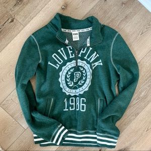 VS PINK quarter zip sweatshirt (green,M)
